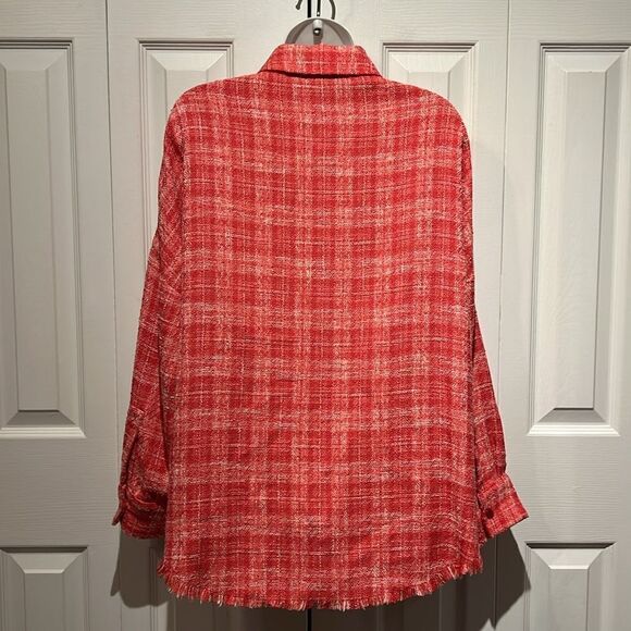 Zara‎ Pink/White Tweed Woven Shirt Shacket Size S - Picture 7 of 12